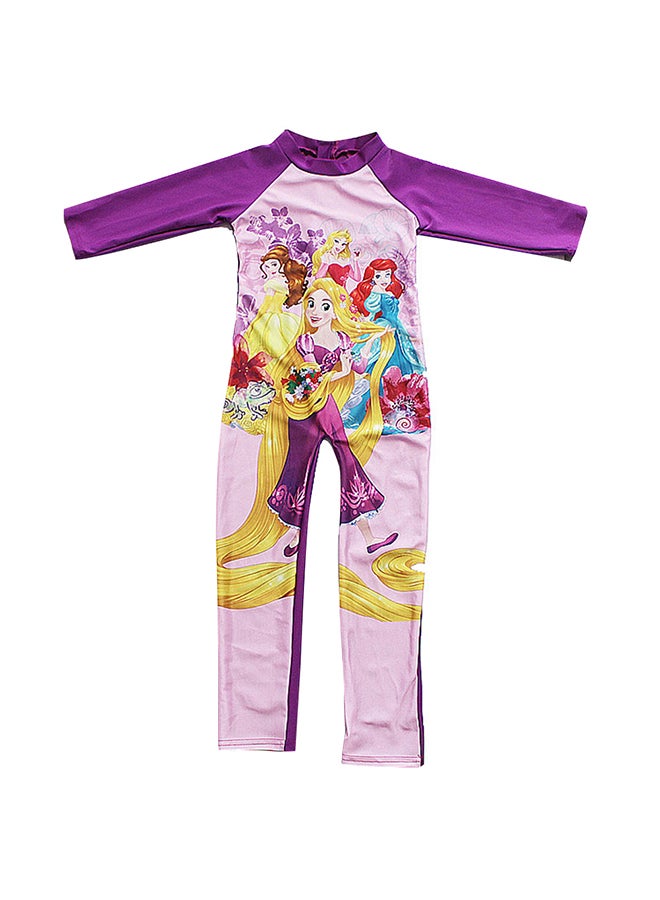 Generic - Girl's Printed Cartoon Long-sleeved One Piece Purple - Image 1