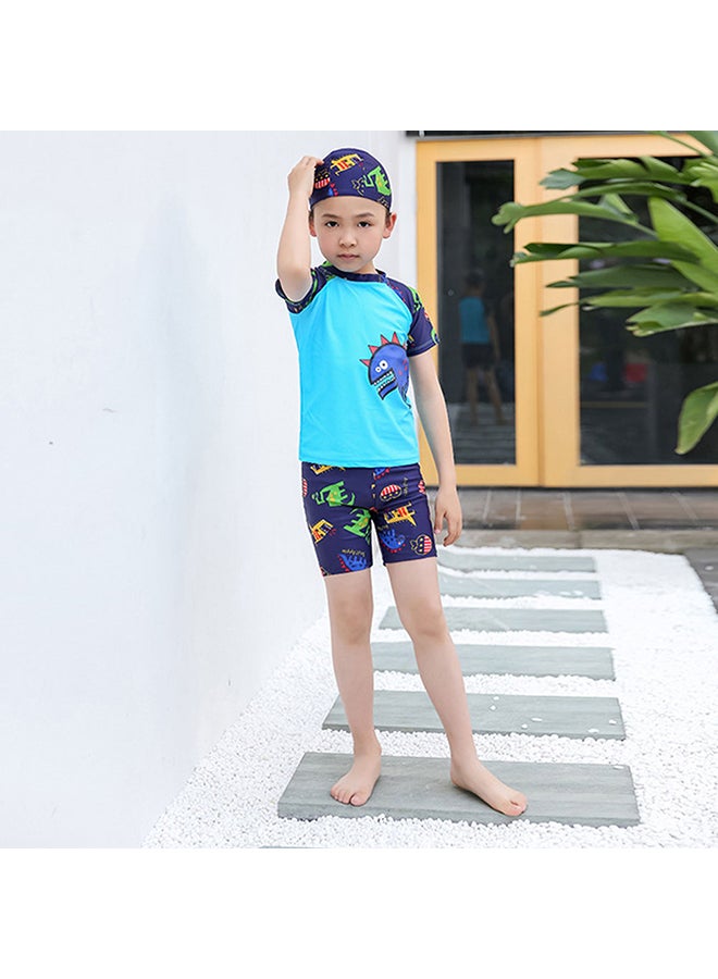 3 Piece Children Boy Cartoon Dinosaur Pattern Swimsuit Multicolour  - Image 3