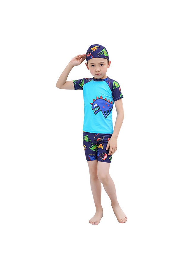 3 Piece Children Boy Cartoon Dinosaur Pattern Swimsuit Multicolour  - Image 1