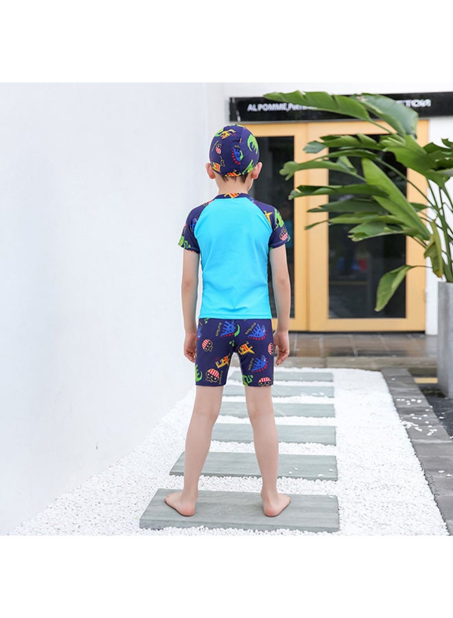 3 Piece Children Boy Cartoon Dinosaur Pattern Swimsuit Multicolour  - Image 2