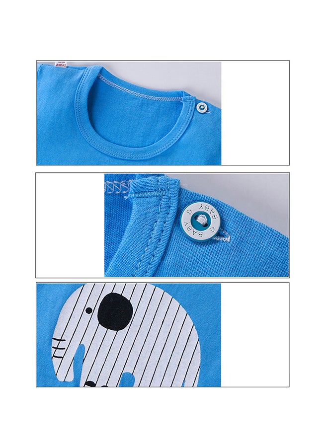 2 Piece Unisex Baby Short Sleeved Tops+Shorts Blue/White/Black  - Image 2