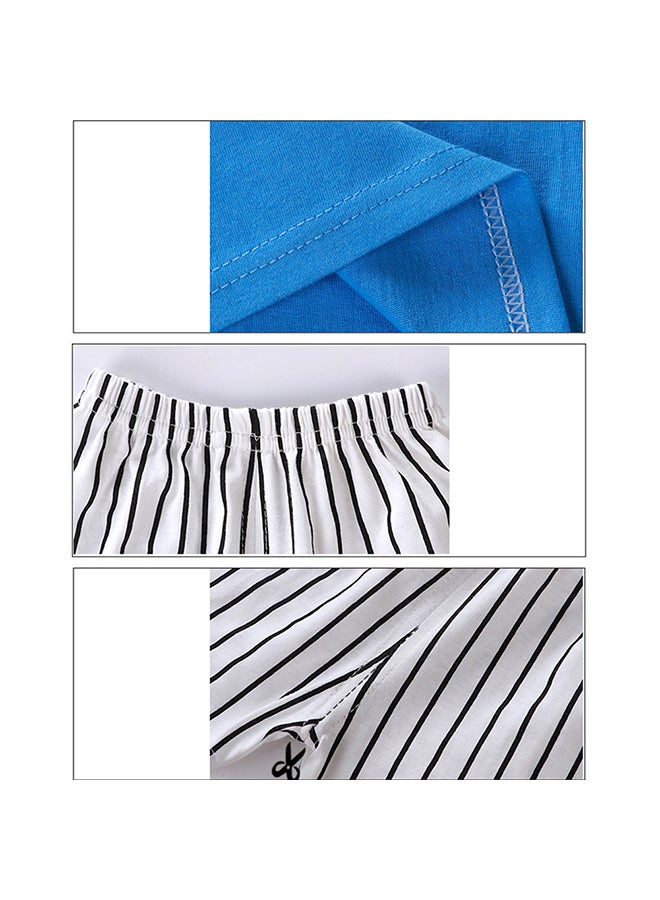 2 Piece Unisex Baby Short Sleeved Tops+Shorts Blue/White/Black  - Image 3