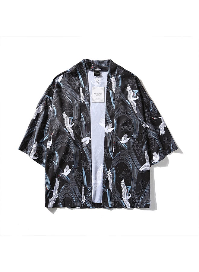 Short Sleeve Cotton Shirt Black  - Image 1