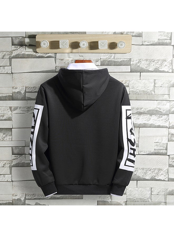 Men Fashion Loose Printing Casual Sweatshirts Black/White - Image 2