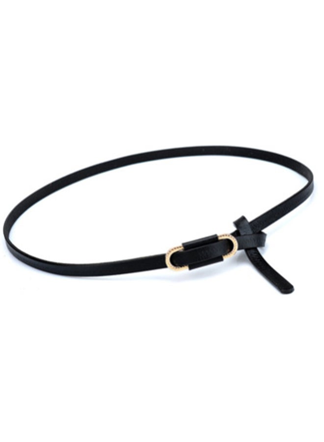 Generic Leather Knotted Thin Belt Black  - Image 1