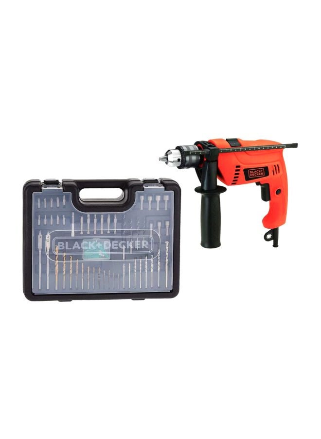 BLACK+DECKER - Hammer Drill With Accessory Set Orange/Black/Silver 143mm - Image 1
