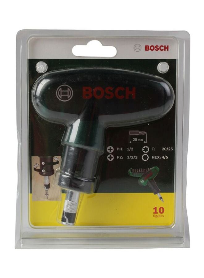 BOSCH 10-Piece Manual Screw Driver Set Green/Black - Image 1