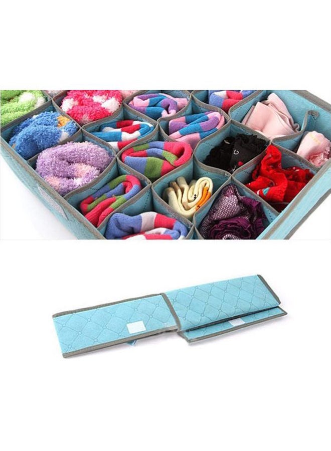 Goldedge Storage Box Case Socks Ties Underwear Container Organizer With Lid Blue/Grey - Image 2