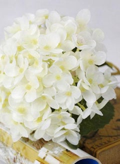Bluelans Faux Artificial Hydrangea Leaves Flower Bouquet White/Green 42cm  - Image 2