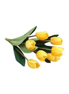 Bluelans 9 Heads Artificial Tulip Silk Flower Bouquet Yellow/Green 38centimeter  - Image 1