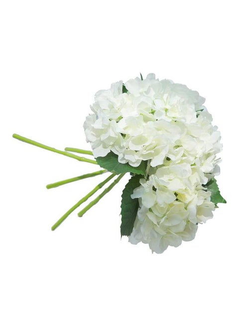 باقة زهور مكونة من أوراق زهرة الهدرانج الصناعية المصنعة من خليط من الأنسجة أبيض/أخضر 42سم