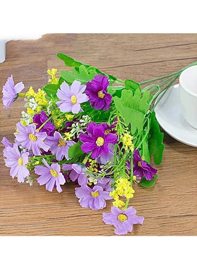 Bluelans 28 Heads Artificial Daisy Silk Cloth Flower Bouquet Purple/Light Purple/Green 34centimeter  - Image 2