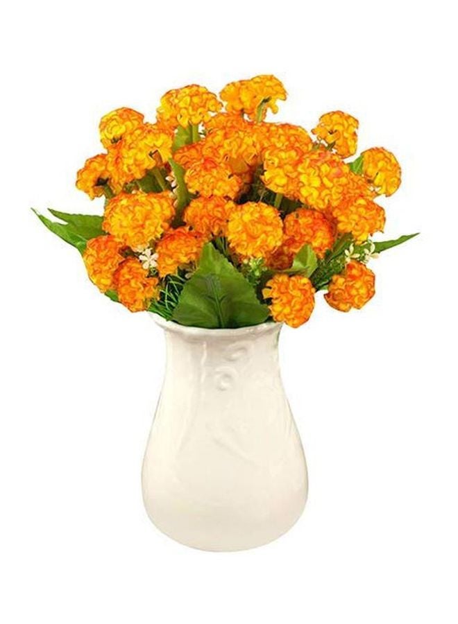 Bluelans 9 Heads Artificial Hydrangea Silk Flower Bouquet Orange/Green 30centimeter  - Image 1