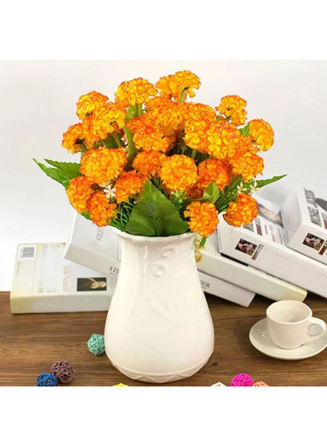 Bluelans 9 Heads Artificial Hydrangea Silk Flower Bouquet Orange/Green 30centimeter  - Image 2