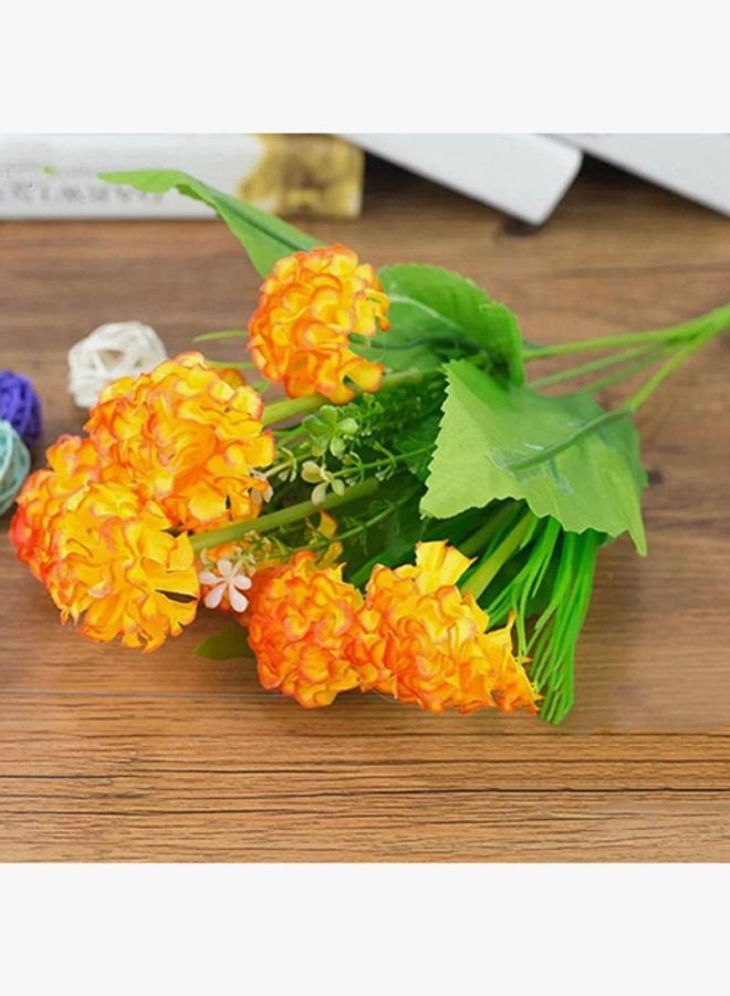 Bluelans 9 Heads Artificial Hydrangea Silk Flower Bouquet Orange/Green 30centimeter  - Image 3