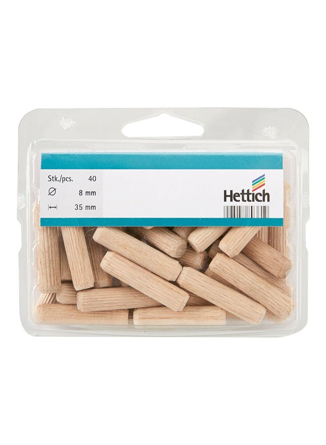 Hettich Pack Of 40 Wooden Dowel Pins Brown - Image 1