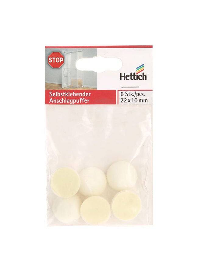 Pack Of 6 Self Adhesive Buffer White 22mm