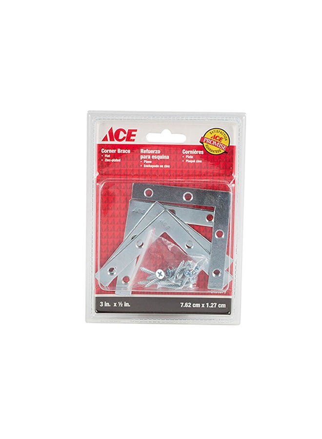 ACE Pack Of 4 Flat Corner Brace Silver 