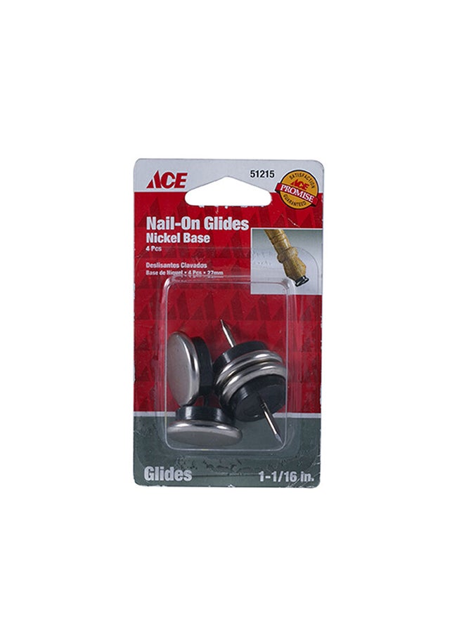 ACE Pack Of 4 Nail-On Glides Silver 