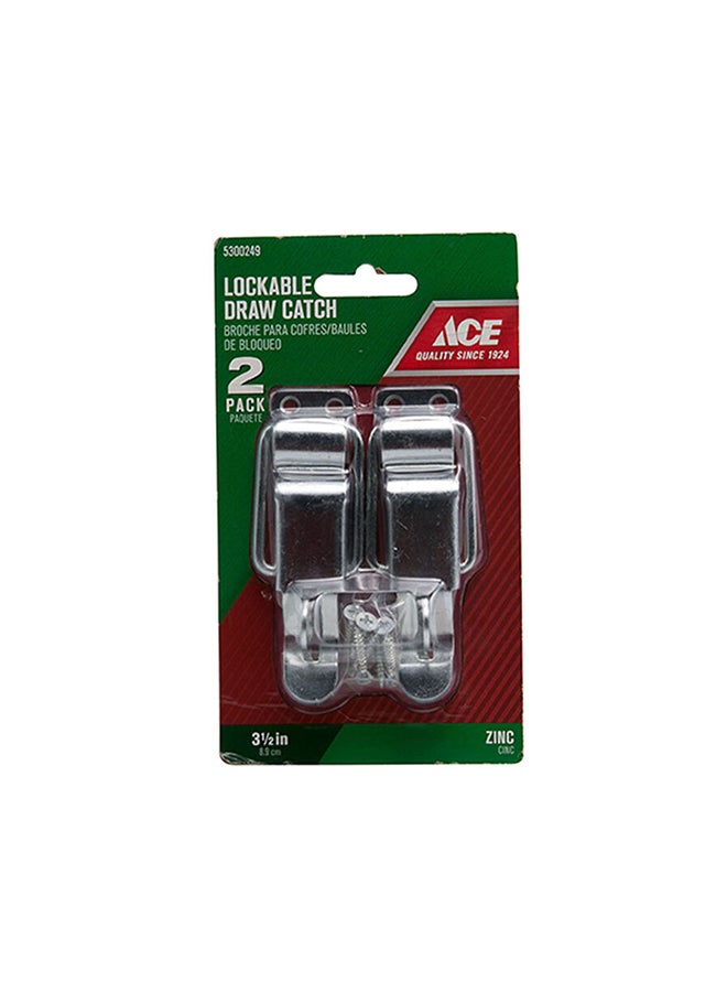 ACE Pack Of 2 Lockable Drawer Catch Silver 