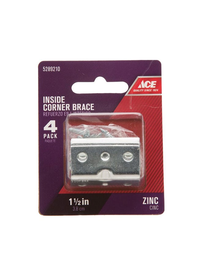 ACE Pack Of 4 Inside Corner Brace Silver 