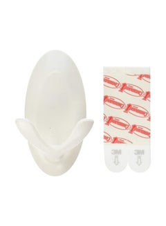3M Command Medium Quartz Double Hook With 2 Strips White  - Image 1