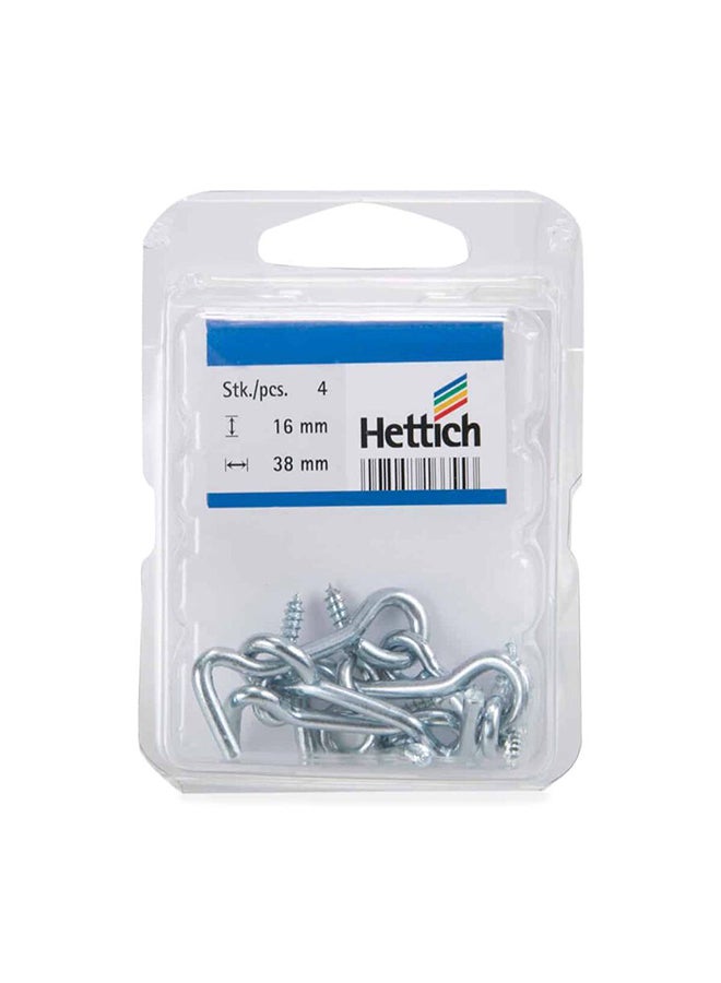 Hettich 4-Piece Zinc-Plated Storm Hooks And Eyes Silver  - Image 1