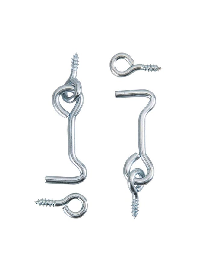 Hettich 4-Piece Zinc-Plated Storm Hooks And Eyes Silver  - Image 2