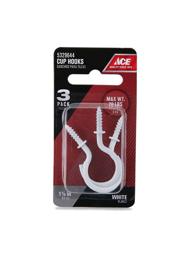 ACE 3-Piece CD3 Cup Hooks White 