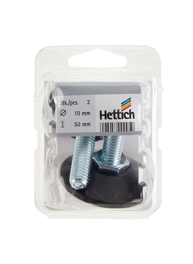 Hettich 2-Piece Anti-Slip Level Screw Silver