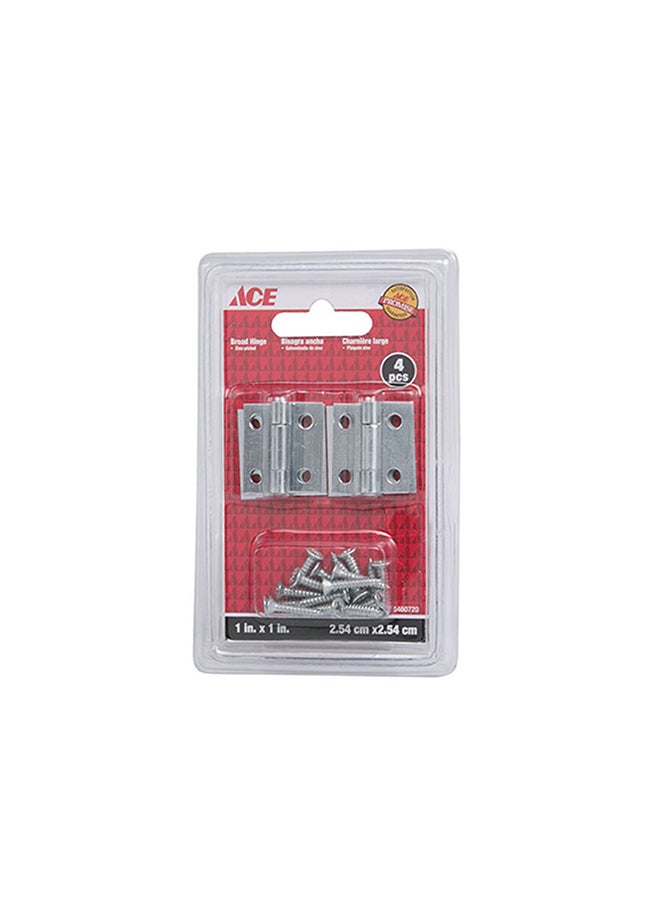 ACE Pack Of 4 Broad Hinge Silver