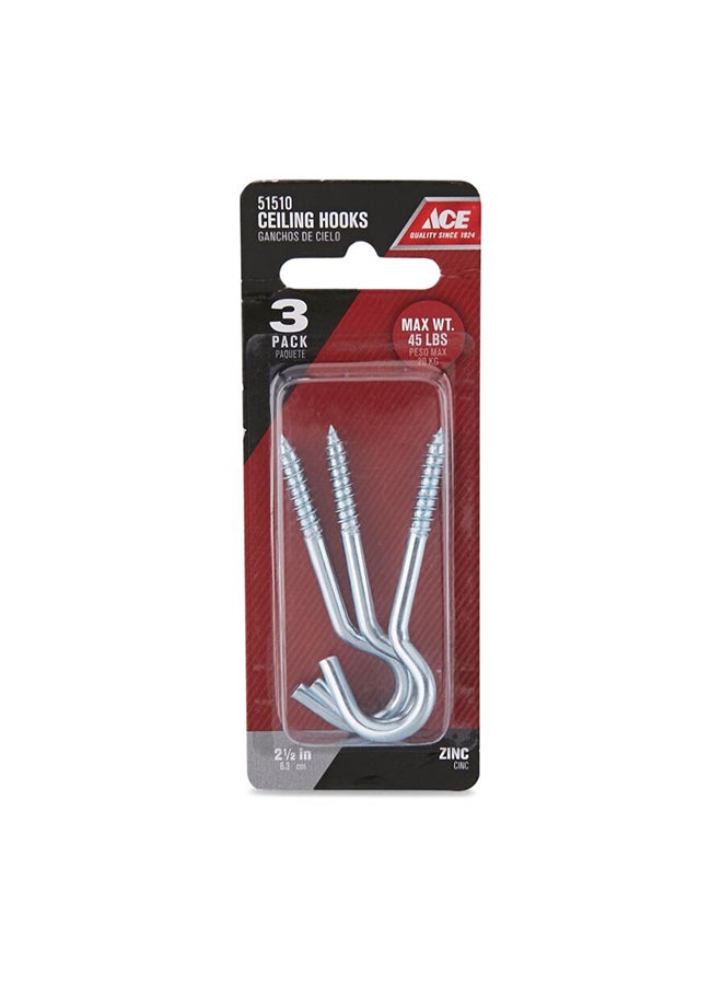 ACE Cd3 Ceiling Hooks (63 Mm, Pack Of 3) Silver 