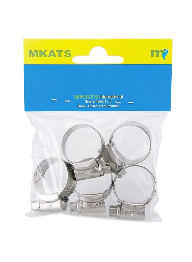 إم كاتس مشابك خرطوم أوربيت 3/4-1 مصنوعة من الإستانلس ستيل (مجموعة من 5 قطع) فضي