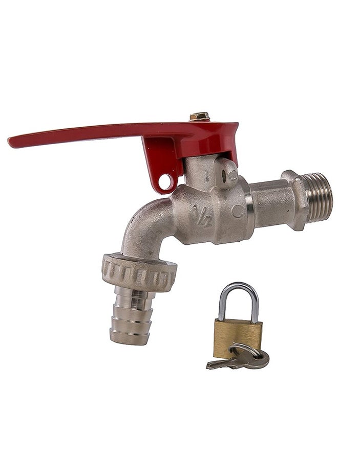 إم كاتس صنبور خرطوم كروية مطلية بالكروم مع قفل (1.3 سم) فضي 13مم - Image 1