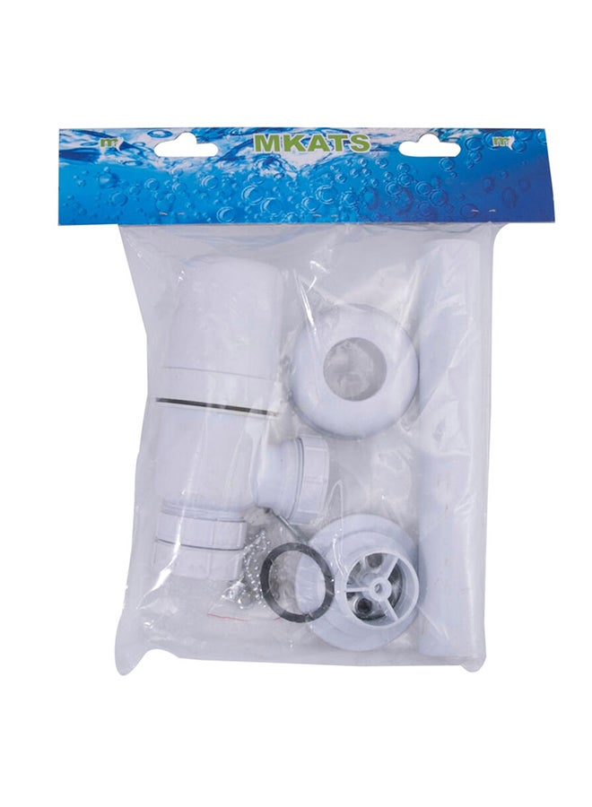 إم كاتس مصيدة من مادة من بلاستيك بي في سي مزودة بوعاء واحد لمخرج الحوض (مقاس 3.2 سم، لون أبيض) . فضي 9مم