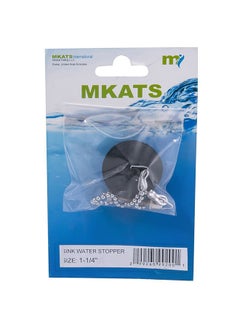 Mkats Sink Water Stopper (10.7 X 1.3 X 2.5 Cm, Black/silver) Silver 25mm  - Image 2