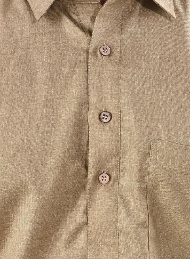 YZBuyer - Pathani Kurta Pajama Set Light Brown - Image 1