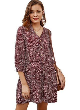 Polka Dotted Dress Burgundy/White - v1602150934/N40783253V_1