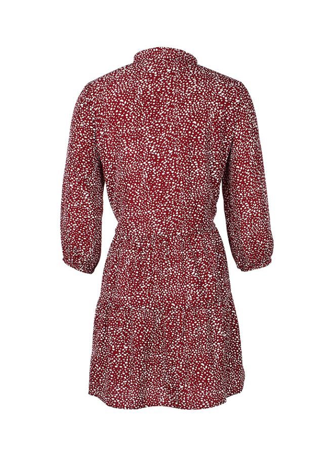 Polka Dotted Dress Burgundy/White