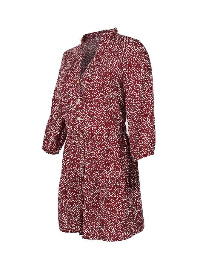 Polka Dotted Dress Burgundy/White