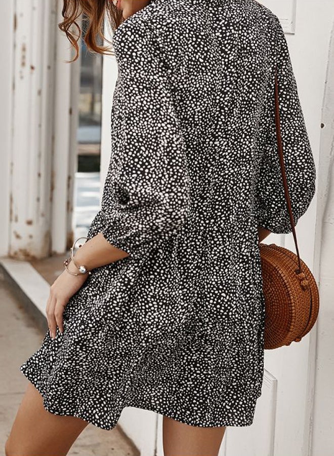 Polka Dot Printed Dress Black/White - Image 5