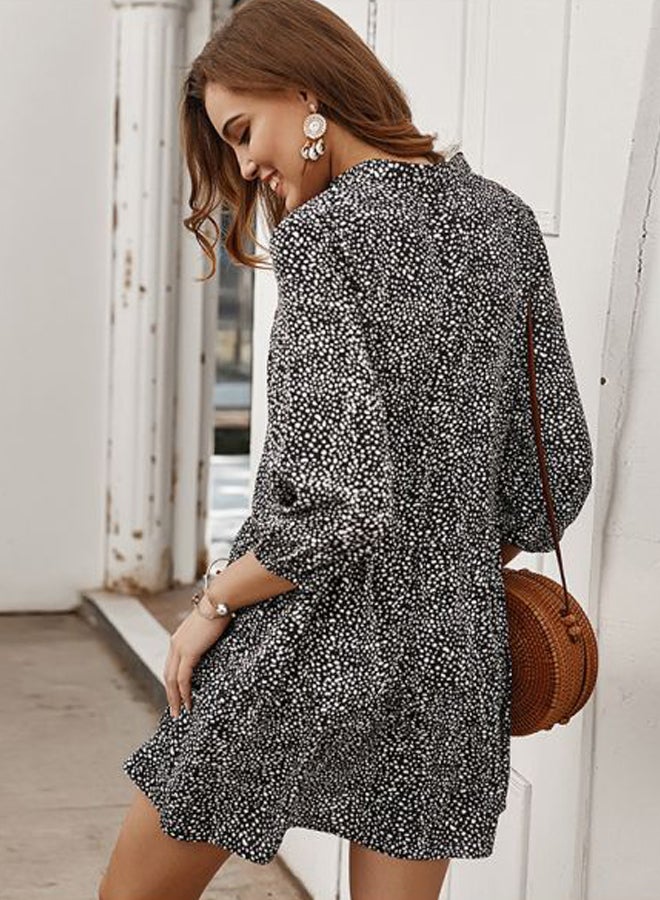 Polka Dot Printed Dress Black/White - Image 2