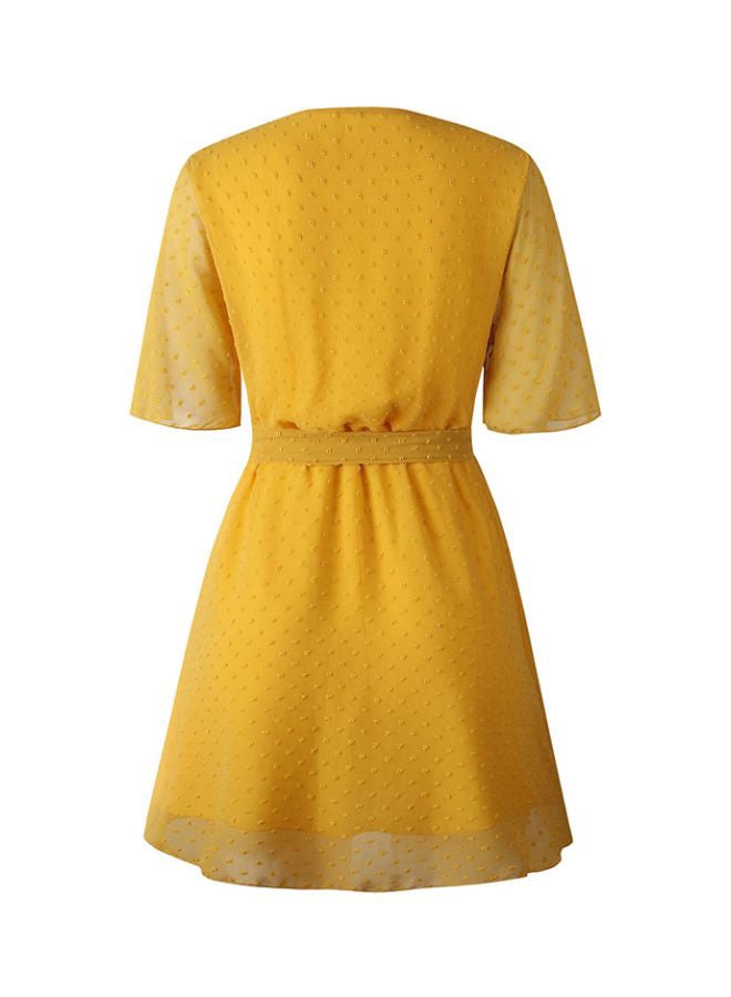 Tie Waist Detailed Mini Dress Yellow  - Image 2