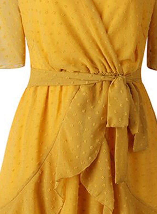 Tie Waist Detailed Mini Dress Yellow  - Image 3