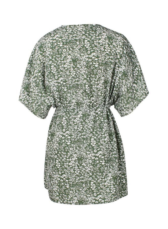 Floral Printed Dress Green/White - Image 2