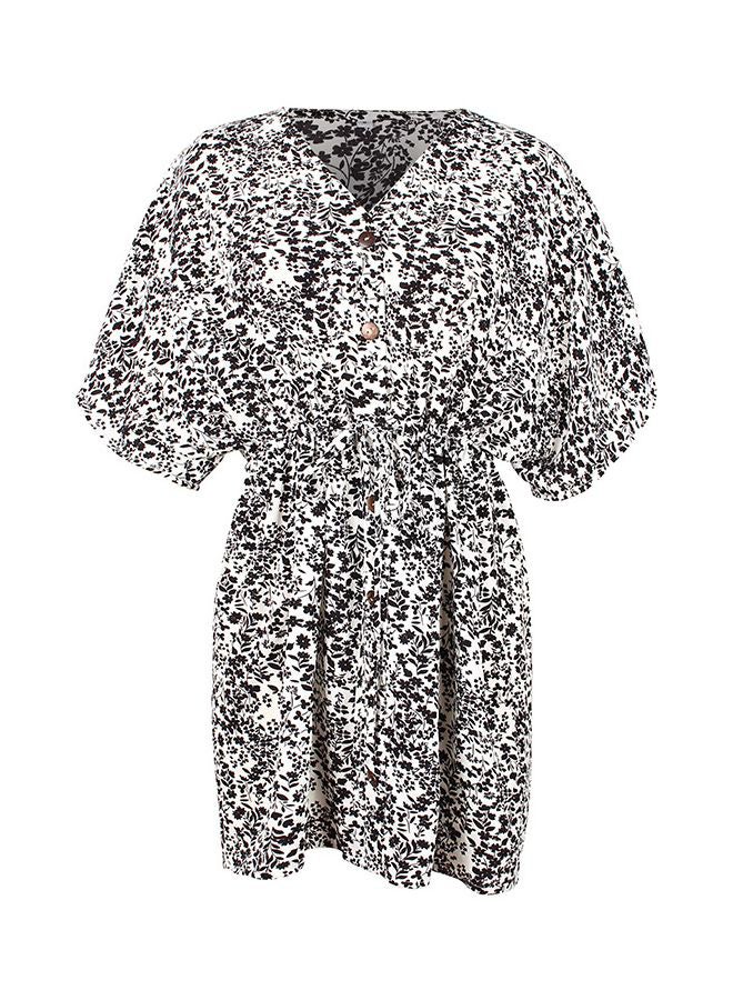 Floral Printed Dress White/Black - Image 1
