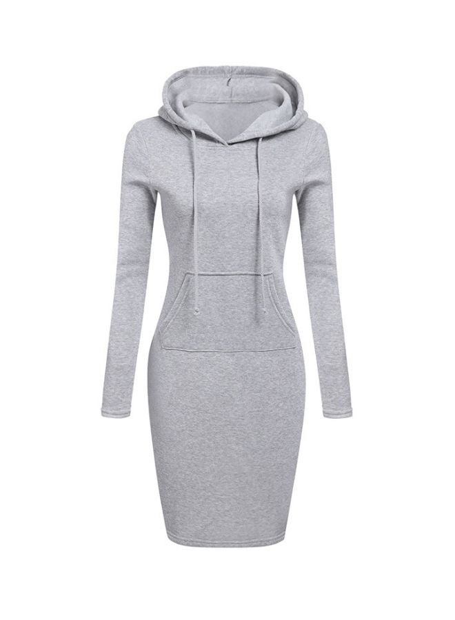 Hoody Neck Mini Dress Grey - Image 1