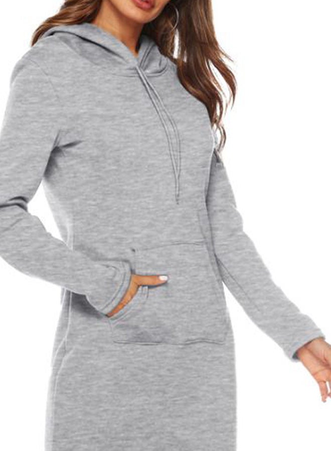 Hoody Neck Mini Dress Grey - Image 3
