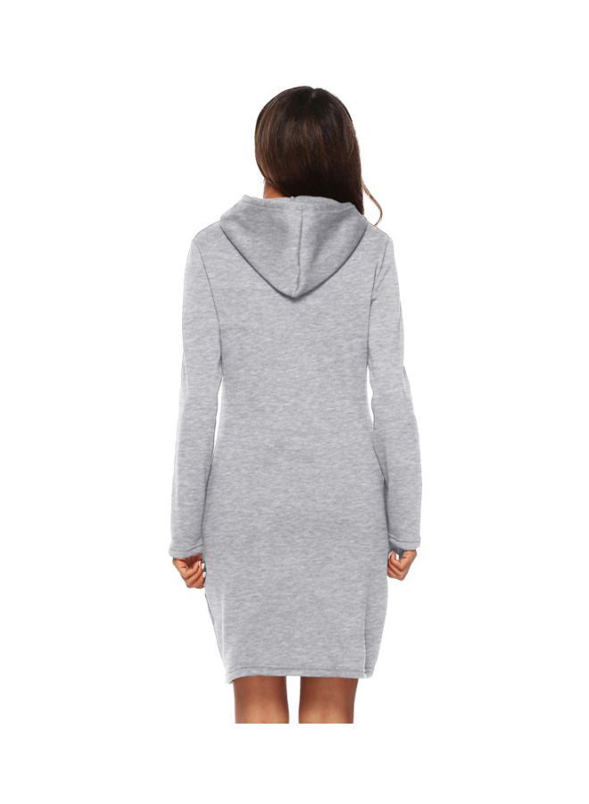 Hoody Neck Mini Dress Grey - Image 2