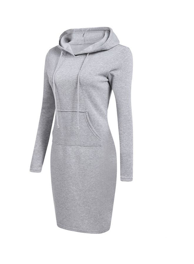 Hoody Neck Mini Dress Grey - Image 4